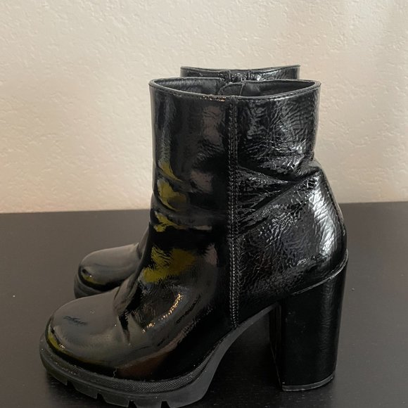 Steve Madden Vintage black patent chunky heeled ankle boots Black 9 - Picture 2 of 12
